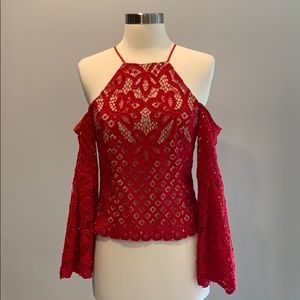 Bardot red lace top !